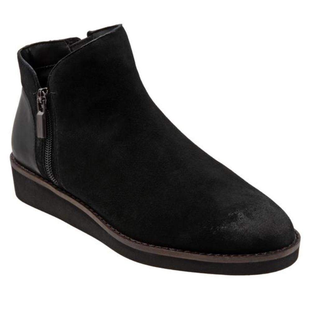 SoftWalk Wesley Boots Women's 12 Black Suede Asymmetric Zip Wedge Heel ZOGG1820